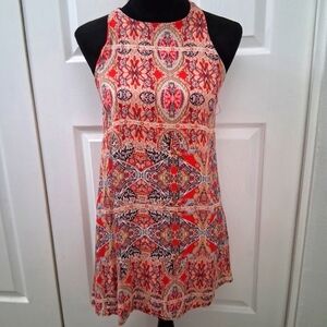 Lulus Red Multi Media Patterned Swing Dress  Size S